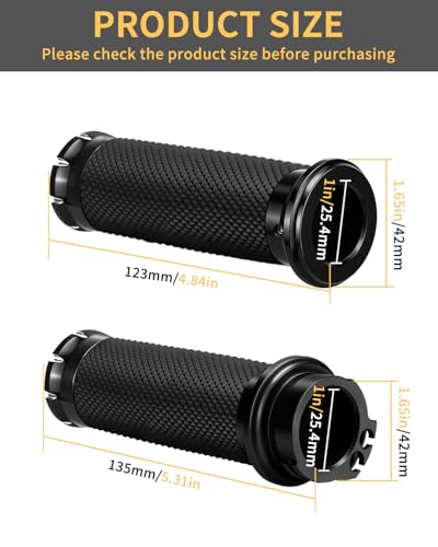 Hand Grips 1 Inch Motorcycle Handlebar Grips Cable Throttle Compatible for Honda Yamaha Suzuki Kawasaki Harley Davidson Sportster Touring Dyna Softail 883 1200 Black
