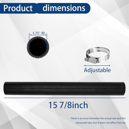 1 3/4 inch Fuel Filler Neck Hose With 4 Clamps, 15 7/8" Length Reinforced Gas Tank Hose (Straight, 1.75" ID) - size: 1.75" ID, style: Straight