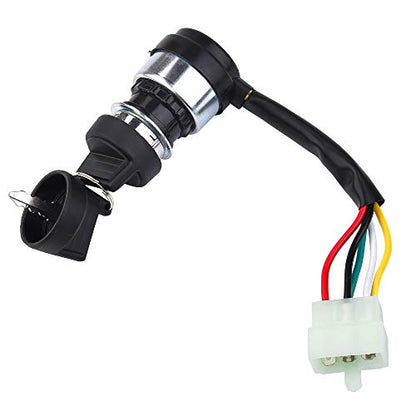 5 Wire Ignition Key Switch with Dust/Waterproof Cover, Stainless Steel Keys