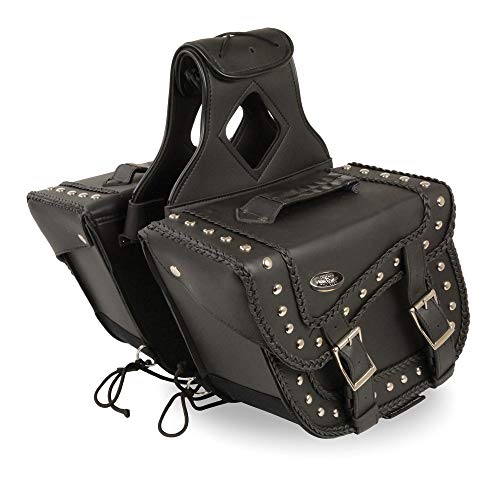 Milwaukee Leather Black Universal Fit PVC Braided Zip-Off Throw-Over Motorcycle Saddlebags - Large/Medium - MD - color: SH66301ZB-BLACK, size: Medium