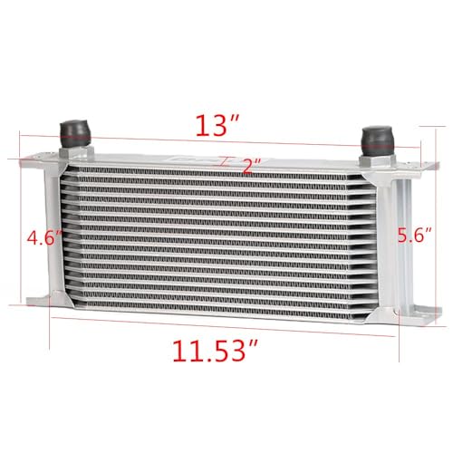 G-PLUS 16 Row Universal AN10-10AN Radiator Oil Cooler Condenser Silver Engine Transmission Racing Oil Cooler Aluminum - color: Silver, size: 16 Row AN10