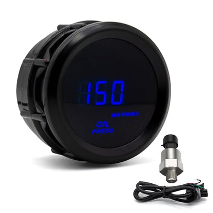 Car Digital Oil Pressure Gauge 52mm Blue LED Automobile Meter… (Oil Press Gauge(New Sensor)) - style: Oil Press Gauge(New sensor)
