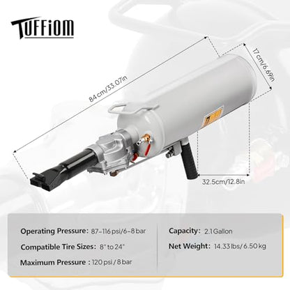 TUFFIOM 2.1 Gallon Air Tire Bead Blaster Seater w/Pressure Gauge & Handle, Wheel Trigger Seating Tool Inflator Tank for Motorcycle ATV Car, 87-116PSI Operating Pressure, Gray - color: Gray