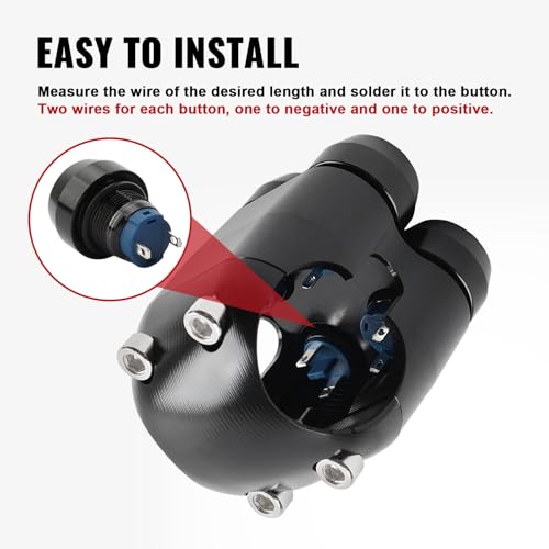 SIKUAI 1" 4 Buttons Black Handlebar Switch Control for Harley Cruiser