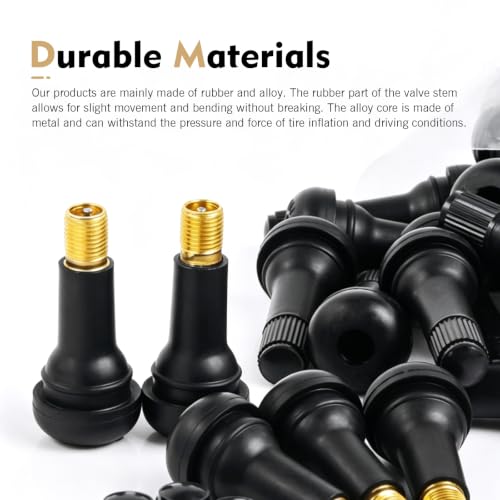 20PCS TR413 Tire Valve Stems, Rubber Snap-in Valve Stem, Tubeless Valve Stem Replacement for Standard 0.453" Rim Hole, Universal for Cars, Auto, SUV, ATV, Lawn Mower, Truck