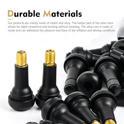 20PCS TR413 Tire Valve Stems, Rubber Snap-in Valve Stem, Tubeless Valve Stem Replacement for Standard 0.453" Rim Hole, Universal for Cars, Auto, SUV, ATV, Lawn Mower, Truck