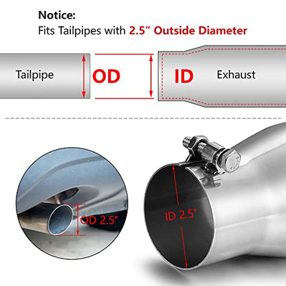 A-KARCK Exhaust Tip 2.5" Inlet to 3.5" Outlet, 7" Overall Length Polishing Bolt On Exhaust Tailpipe Tip Protect Tailpipe - size: 2.5"Inlet 3.5"Outlet-7"Long Sliver