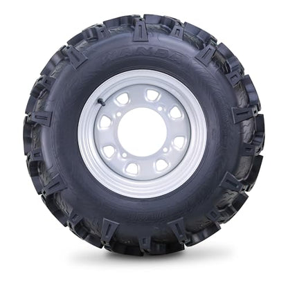 WANDA ATV Tire & Wheel Set 25x8-12 25x10-12 on 4x156mm PCD 4+3 Silver Rims - size: 4x156mm 4+3 wheel