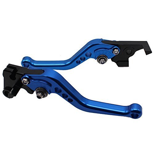 FXCNC Adjustable Brake Clutch levers fit for Banshee 350 2002-2006, Blaster YFS200 2004-2006, Raptor YFM660 2001-2006, YZ125/250 1994-1995,TTR125L/LE/LW 2000-2016, XT660/R/X 2004-2013 - color: Blue Lever with Gray Adjuster