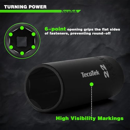 TecoTek 1/2" Drive Deep Impact Socket Set, 38-Piece Socket Set SAE 3/8 to 1-1/4 inch and Metric 10-32mm Size, Includes Extension Bars, Universal Joint, Adapter and Ratchet Handle, 6 Point, Cr-V Steel - style: 1/2" Drive 38pcs Impact Socket Set