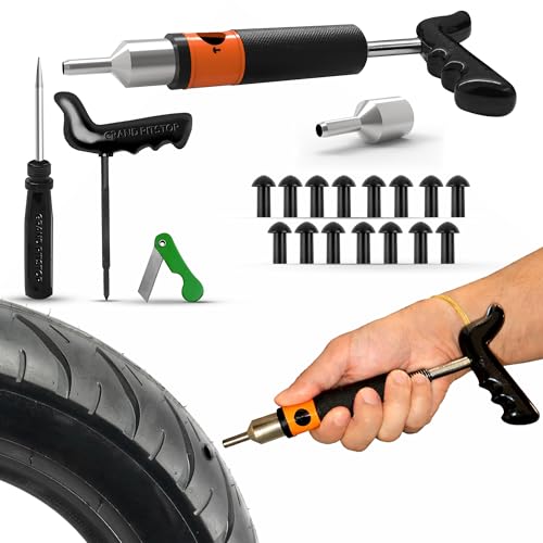 GRAND PITSTOP 21 Pcs Tubeless Tire Plugger Repair Kit with Multi-funcional Plier for Punctures and Flats on Cars, Motorcycles, ATV, RV, SUV, Trailer, Trucks & Tractors (15 Mushroom Plugs) - color: Mini Plug With Hole+15 Plugs