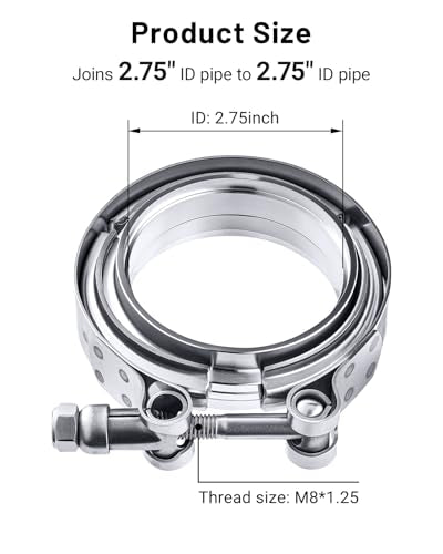 EVIL ENERGY 2.75 Inch V Band Clamp with Flange Male Female Stainless Steel - size: 2.75"