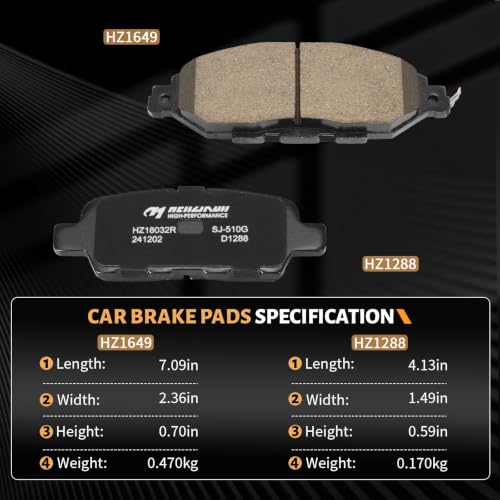 Ceramic Front and Rear Brake Pads Compatible with 2013 Infiniti JX35;2014-2020 Infiniti QX60;2013-2020 Nissan Pathfinder;2015-2020,2022-2025 Nissan Murano;2021 Murano(To 11/20)(D1649+D1288) - color: HZ1649+HZ1288