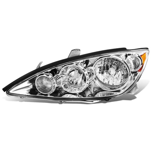 Auto Dynasty Headlight Assembly Compatible with Toyota Camry US 2005-2006, TO2518118 OE Style Headlight Lamp Replacement, Driver Left Side, Chrome Housing Amber Corner - color: Left Chrome Housing Amber Corner, size: Fit 2005-2006 Camry