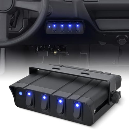 Nilight 4 Gang Rocker Switch Box Waterproof 40Amp Max - color: Blue 4 Gang Switch Box