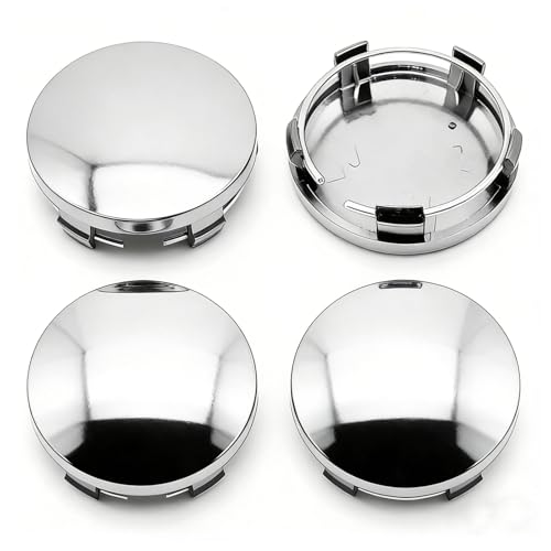4 PCS Car Wheel Center Hub Cover, ABS Snap-in Wheel Center Protective Cover, 60 MM Outer 56 MM Inner Diameter Rim Hub Caps, Universal for Most Cars (Silver) - color: Silver