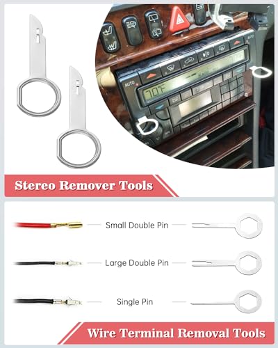 Poraxy 19Pcs Trim Removal Tool,Car Panel Door Audio Trim Removal Tool Kit, Auto Clip Pliers Fastener Remover Pry Tool Set with Storage Bag - color: Red