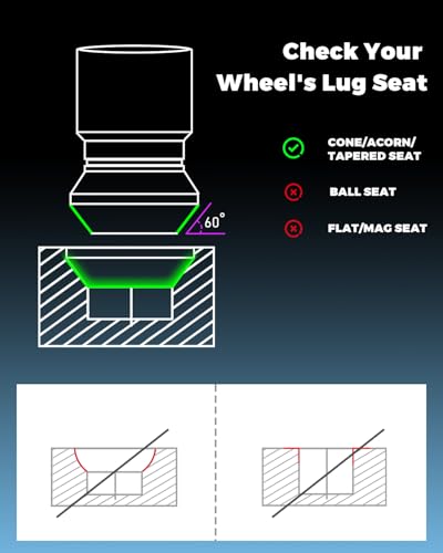 Wheel Locks Lug Nuts M12 x 1.50 Fit for‌ Ford Bronco 2021 2022 2023 2024 Hex Key Cone Seat Replace M2DZ-1A043-A - size: M12 x 1.50 Spherical Seat