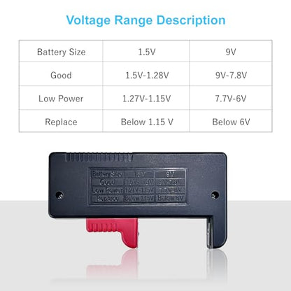 Battery Tester for AA AAA C D 9V, 1.5V Button & Household Batteries Checker - size: Small