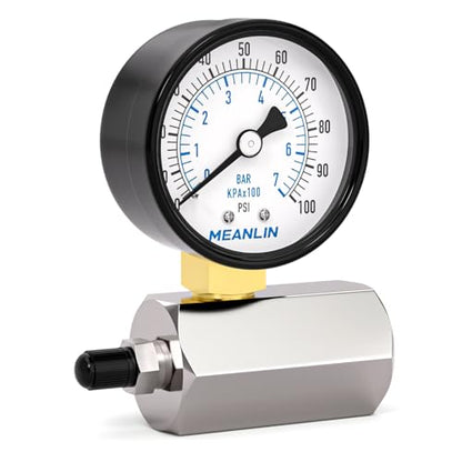 MEANLIN MEASURE 0~100Psi 2" Steel Double Graduated Air Test Pressure Gauges, 3/4" FNPT Connection, -3-2-3% Accuracy - size: 0-100Psi, style: Chrome Body