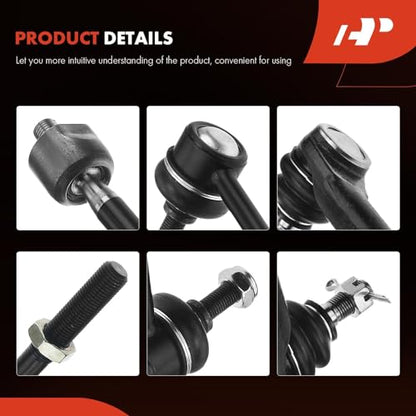 A-Premium 6Pcs Front Suspension Kit, Sway Bar Link, Inner Outer Tie Rod End