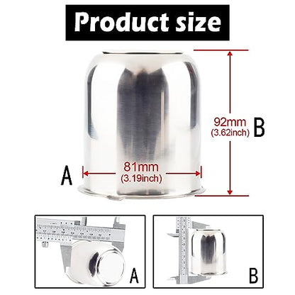2Pcs 3.19" OD 3.62" H Trailer Wheel Center Caps with Removable Top - color: Mirror Polished, size: 3.19" OD 3.62" H