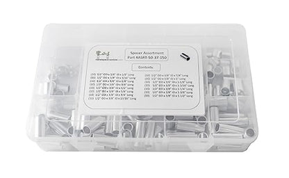 Aluminum Spacer Standoff Bushing Assortment Kit 1/2" OD x 3/8" ID (150 pcs)