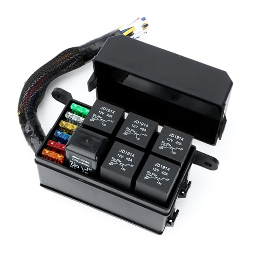 Generic 6-Way Fuse Box with 5 Five-Pin SPDT & 1 Four-Pin SPST Relays - size: Generic 6-Way Fuse Box