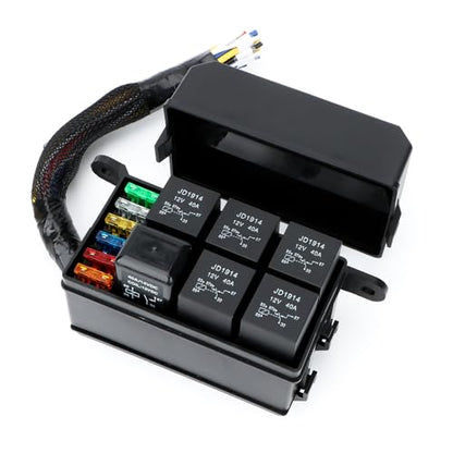 Generic 6-Way Fuse Box with 5 Five-Pin SPDT & 1 Four-Pin SPST Relays - size: Generic 6-Way Fuse Box