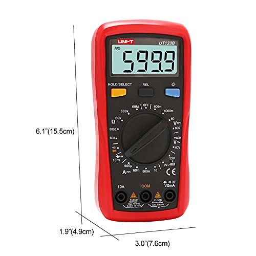 UNI-T Digital Multimeter Tester UT133B, AC DC Voltage Current Dmm Multimeter 6000 Counts NCV Measures Volt Amp Ohm Capacitance Continuity Buzzer Diode Test Battery Test, Palm Size Backlight Data Hold - size: UT133B