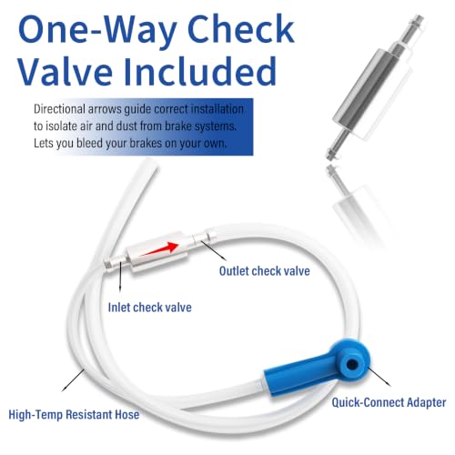 2 Set Brake Bleeder Hose One Way Check Valve with Adapters,Clamps