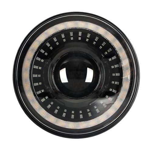 7 Inch Motorcycle Headlight with White/Amber DRL Start-up Gradient Welcome Halo,1pc - color: Amber