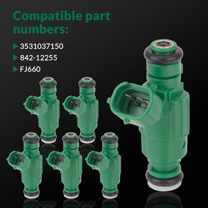 Fuel Injectors 35310-37150 Compatible with Hyundai Kia 1999-2011 1.6L 2.5L 2.7L 6Pcs - size: 35310-37150 6Pcs