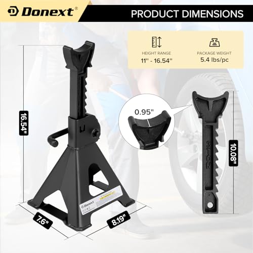 Jack Stands 3 Ton (6,500 lb) Capacity Steel, 1 Pair Black Lifting Stand Adjustable Jack Stands - color: Black