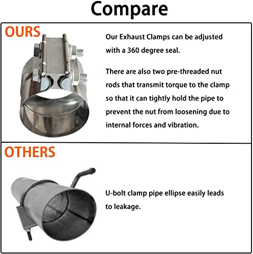 Exhaust Band Clamps 3" Lap Joint 304 Stainless Steel Exhaust Pipe Muffler Band Clamp (3 Inch 4 Pack) - size: 3IN 4PCS Lap Joint Clamps