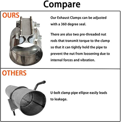 Exhaust Band Clamps 3" Lap Joint 304 Stainless Steel Exhaust Pipe Muffler Band Clamp (3 Inch 4 Pack) - size: 3IN 4PCS Lap Joint Clamps