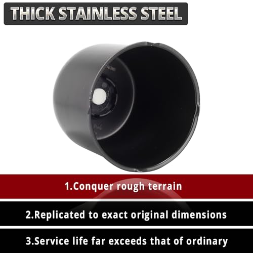 RTrhinotuning 4.88" Floating Wheel Center Caps Stainless Steel Self-Leveling Emblem Trailer Hub Caps Push Through Truck Rim Center Caps Black 4.47" Height 4 PCS - color: Black, size: 4.88" Center Hole, 4.47" Height