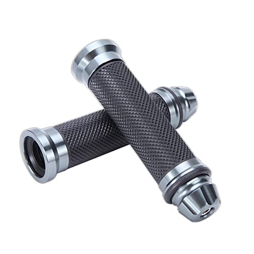 DREAMIZER 2Pcs Motorcycle Handle Grips Rubber Handlebars Universal 22mm Anti-Skid Rubber Handlebars Motorbike - Grey - color: Grey