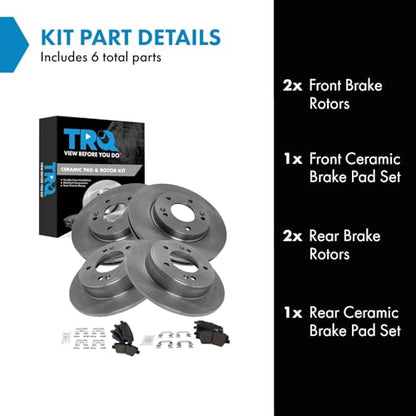 TRQ Front and Rear Brake Pad and Rotor Set Ceramic