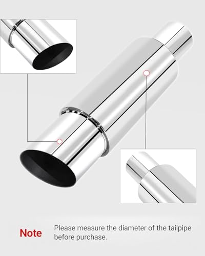 Universal 63mm Car Exhaust Mufflers 15" Length ((Multicolor, 2.5'' Inlet 3.5'' Outlet) - color: Silver, size: 2.5' in 3.5'' out
