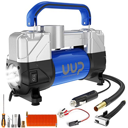 UUP Portable 12V Air Compressor, 150 PSI Tire Inflator with Dual Cylinders - color: Blue1