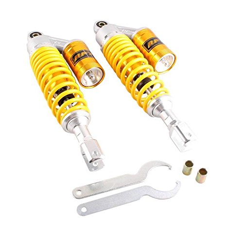320mm Pair Rear Motorcycle Shock Absorbers Suspension Eye to Clevis Universal for Kawasaki Honda Yamaha Suzuki Yellow - color: 320mm Yellow