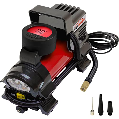 epauto 12V DC Portable Air Compressor Pump, Digital Tire Inflator - color: Red