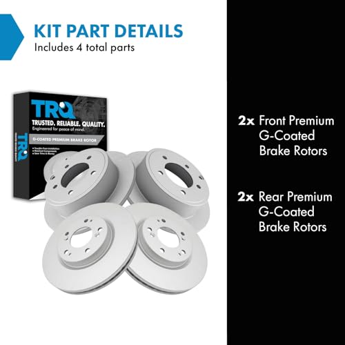 TRQ Front & Rear Brake Rotors Set Premium G-Coated - style: BKA14749
