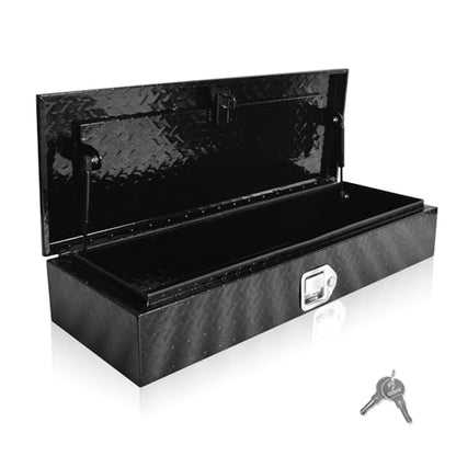 35.5" x 12.8" x 6.5" ATV/UTV Rear Aluminum Storage Box Heavy Duty Tread Pattern Truck Cargo Box Trailer Toolbox with Latch and Keys Suitable for Off-Road Vehicles Utility Vehicles