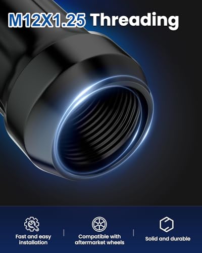 GAsupply M12x1.25 Lug Nuts Spline Black, 1.38" Tall Cone Seat, 4Pcs - color: Black, size: M12x1.25, style: 4 Pack-1.38" Tall
