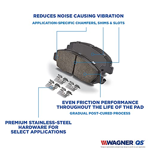 DRiV Wagner Disc Brake Pad Set - ZD866 - Ceramic Brakes for Car - Reduces Noise & Restores Braking Performance - Stainless-Steel Hardware - QS - Ceramic - style: QS - Ceramic