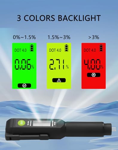 CERRXIAN Brake Fluid Tester Pen Calibrated for DOT 3 DOT 4 DOT 5.1 Brake Fluid, Probe Brake Fluid Moisture Testing Pen with High-Precision, Screen Display, Alarm - 15cm/5.9inch
