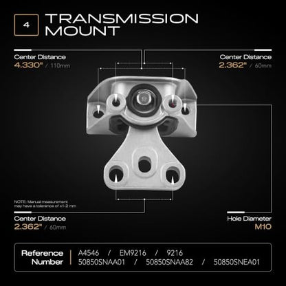 Engine Motor and Transmission Mount Set of 4 Compatible with Honda Civic - size: 2006-2011 Civic 1.8L
