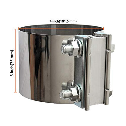 2PCS Exhaust Clamps 4 Inch Butt Joint Exhaust Pipe Muffler Clamp Band Stainless Steel Exhaust Pipes Connection for Cars - size: 4IN 2PCS Butt Joint Clamps